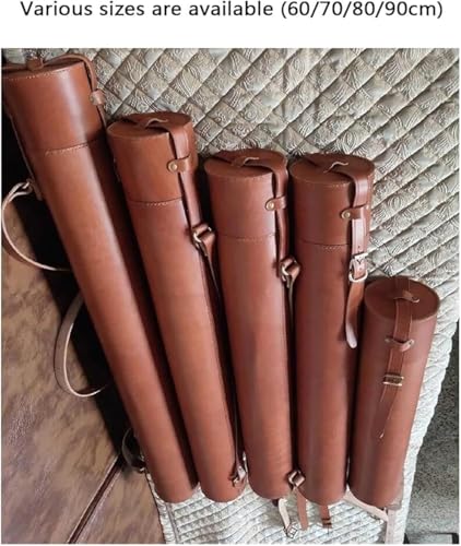Premium Leather Document Tube 72cm/82cm, Portable Durable Round Storage Cases with Lids, Elegant Travel Case for Blueprints, Artwork, Posters, Drawings, and Important Papers(82*9cm) - size: 82*9cm