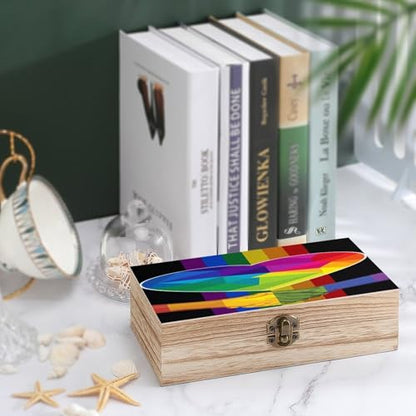 LGBT Rainbow Gay Pride Flag Handshake Love Pride Day Jewelry Box Wooden Rustic Multi-Purpose Organizer with Front Clasp for Jewelry, Crafts, Accessories & Small Items - color: style-9