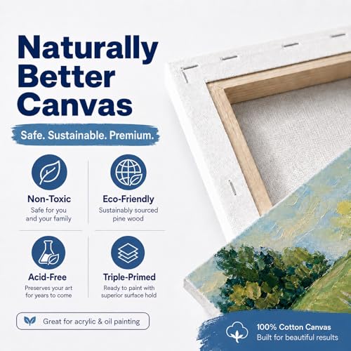 5 Pack 100% Cotton Stretched Canvas for Painting | Multi Sizes 4x6/6x8/8x10/9x12/11x14,Acid-Free Canvas for Oil & Acrylic,Kids,Beginners & Artists,art supplies for adults