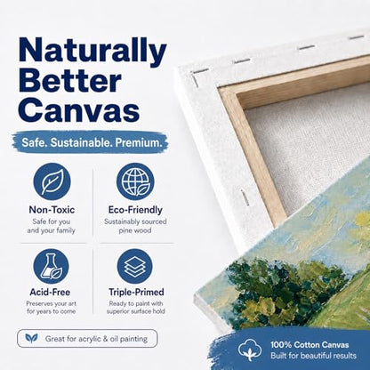 5 Pack 100% Cotton Stretched Canvas for Painting | Multi Sizes 4x6/6x8/8x10/9x12/11x14,Acid-Free Canvas for Oil & Acrylic,Kids,Beginners & Artists,art supplies for adults