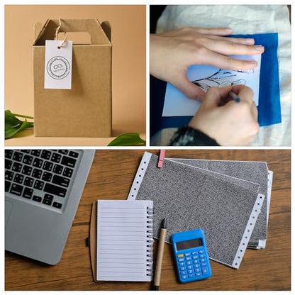PATIKIL Carbon Paper Set, 100 Sheet A4 Graphite Transfer Tracing Copy Paper with Embossing Stylus for Drawing Writing on Wooden Canvas 8.3" x 11.7" Blue