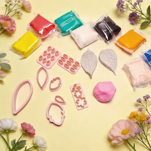 8 Pcs Clay Cutters Molds for Polymer Clay Jewelry, Press Mold and Cutter Set for Earrings, Floral Leaf Geometric Shapes with Mini Flower Press Tools for Crafts