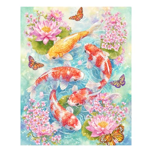 Reivworl Fish Paint by Numbers Kit for Adults Beginner, Fish Paint by Number for Adult, Painting by Number Kits for Gifts and Wall Decor 16x20Inch - color: 12-Fish, size: Without Frame