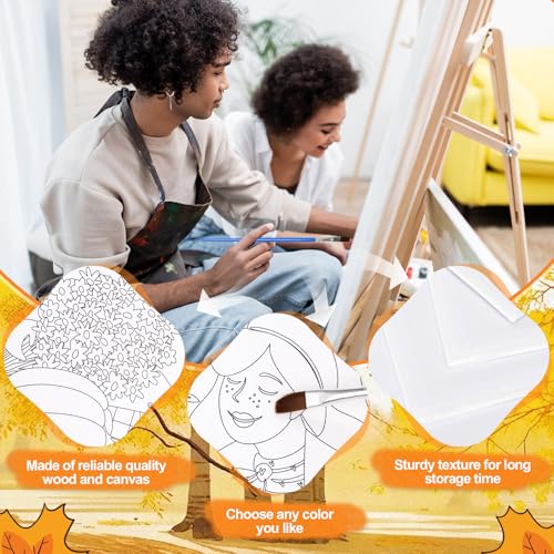Sherr 75 Pcs Thanksgiving Pre Drawn Painting Canvas Kit for Adults 8 x 10 Inch 15 Set Autumn Pre Painted Canvas Sip and Paint Party Favors Set for Adults Fall Paint Party(Harvest Style) - style: Harvest Style