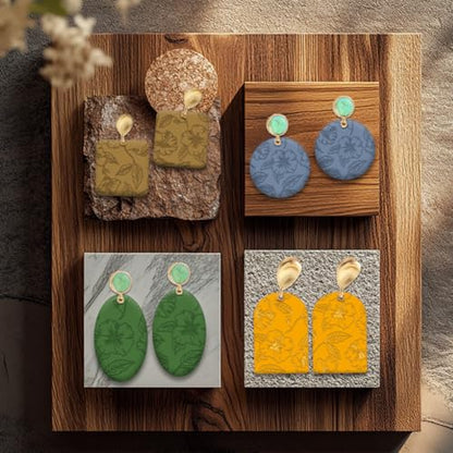 Broken Flowers Polymer Clay Texture Sheet Silicone Texture Stamp Sheets Floral Clear Texture Mat Modeling Pattern Pad Reusable for Scrapbooking Polymer Clay Pottery Earrings Jewelry Making - style: Broken Flowers