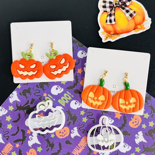 Xaekicr Halloween Polymer Clay Cutters Set – 8pcs Halloween Clay Cutters for Polymer Clay Jewelry, Clay Earring Cutters and Molds – Pumpkin, Tombstone, Witch Hat Clay Tools for DIY Crafts - color: C color
