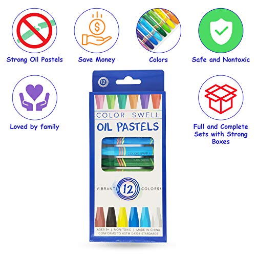 Color Swell Bulk Oil Pastels - 18 Packs 12 per Pack (216 Total) - Bulk Oil Pastels - size: 18 Pack | 216 Oil Pastels