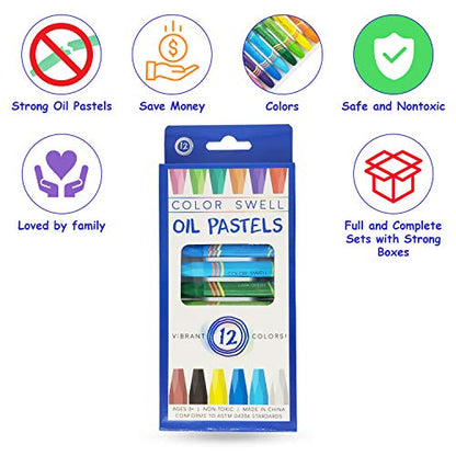 Color Swell Bulk Oil Pastels - 18 Packs 12 per Pack (216 Total) - Bulk Oil Pastels - size: 18 Pack | 216 Oil Pastels