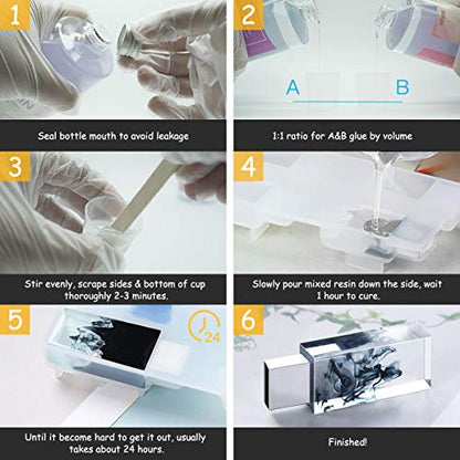 Epoxy Resin, Demorex Resin Kit Crystal Clear-Not Yellowing and No Bubble Self Leveling Easy Mix 1:1 Casting & Coating for DIY Jewelry Making, Art Crafts, Wood & Resin Molds (17oz) - size: 17OZ