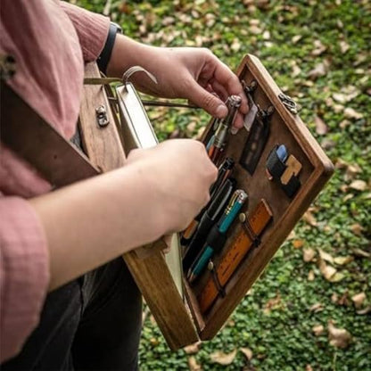 Gralara Writer's Carrier Box Multi-Functional Portable Writing Desk Bag Vintage Style Wooden Designer for Artists
