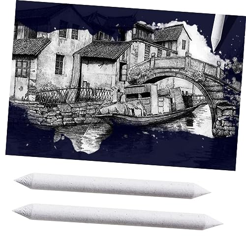 TEHAUX 15pcs Art Drawing Stump and Tortillions Set with Sandpaper Pencil Sharpener for Blending Shading and Detailing Sketches Light Grey Bag