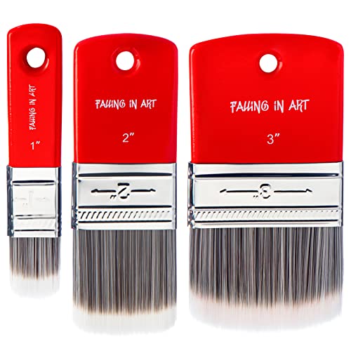 Falling in Art 3PCS Filbert Paddle Paint Brush Set, Scale Brush for Oil and Acrylic Paints(1 Inch,2 Inch,3Inch) - color: Filbert, size: 1''&2''&3''