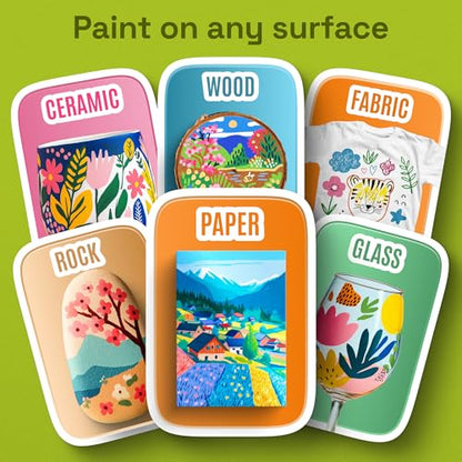 ARTISTRO 100 Acrylic Glass Paint Markers - Paint Pens for Glass Marking, Rock Painting, Ceramic, Wood, Fabric, DIY, Craft, Canvas - Art and Craft Supplies for Adults, Teens, Kids (Brush + Fine Tips) - style: Dual Tip Brush + Fine