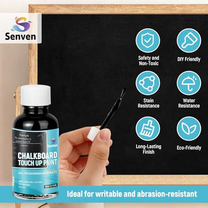 Chalkboard Paint Black Chalk Board Touch Up Paint for Wood, Metal, Glass, Wall, Plaster Boards Sign, Frame Any Surface Black Matte Finish, Acrylic Non-Toxic, Quick-Dry 30ml, 1.5oz - color: Matte Black, size: 1.5 Fl Oz (Pack of 1)