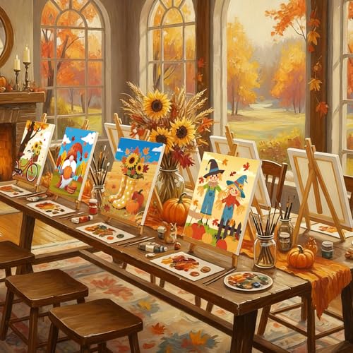 Sherr 12 Pcs Pre Drawn Canvas Pre Printed Canvas for Adults Sip and Paint Party Canvases Painting Kit for Summer Easter Mother's Day Party Favor(Autumn Harvest,8 x 10 Inch) - size: 8 x 10 Inch, style: Autumn Harvest