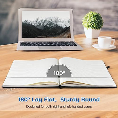 Blank Notebook, Hardcover Sketch Book, 8.5" x 11" Large Blank Journal, No Bleed Thick Paper Sketchbook for Drawing Art, Unlined Notebook Journal for Women Men, A4 Leather Sketchbook, Lay Flat, Blue - color: Blue