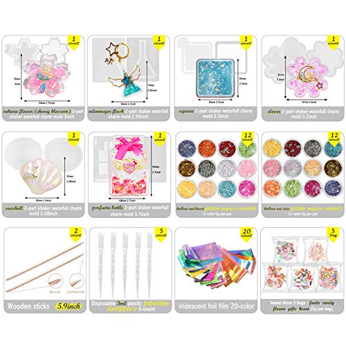 Funshowcase Resin Shaker Silicone Molds Pack Jewelry Supplies 132 Kits