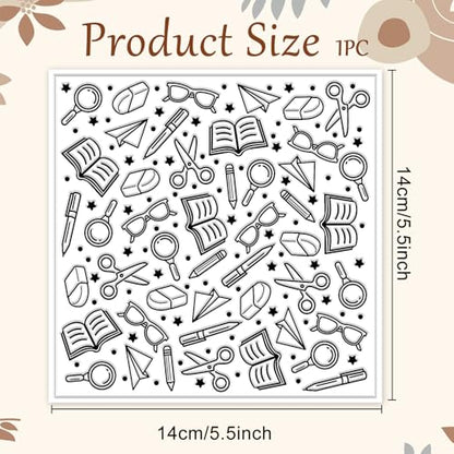 CHGCRAFT School Elements Polymer Clay Texture Sheets Seamless Pattern Books Silicone Texture Mat Modeling Pattern Pad for Jewelry and Clay Earrings Tools, 5.5x5.5 inch - style: School Elements