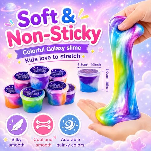 4 Textures - 80 Pack Slime Kit for Girls Boys, with Galaxy, Butter, Cloud, Clear Slime, Bulk DIY Putty Toys for Kids Party Favors, Sensory Stress Relief Birthday Gifts for Ages 4-8 8-12, Non-Stick - style: 80 Pcs Explore 4 Slime Textures