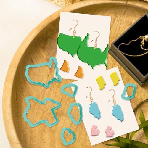 25Pcs America Map Polymer Clay Cutters State Clay Cutters Polymer Jewelry Cutter for Keychain Making Party Festival DIY Supplies - color: America Map