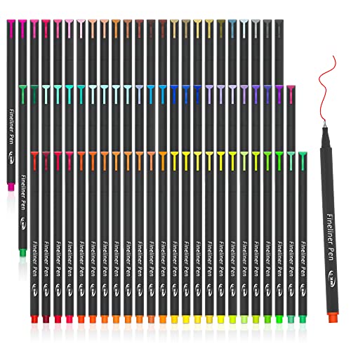 Tebik 80 Pack Planner Colored Pens, 72 Colors Drawing Pens with 8 Stencils, Fineliners for Journal Planner Note Calendar Writing Coloring, Drawing & Detailing School Office Art Supplies - color: 72 Colors