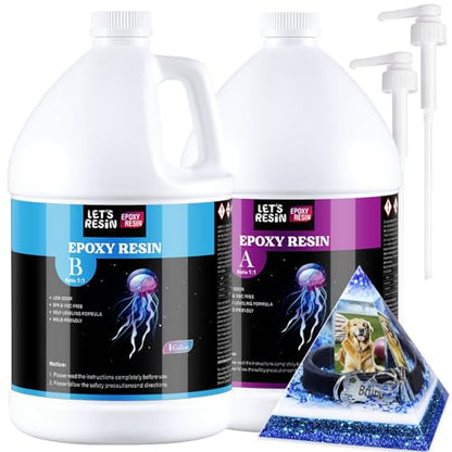 2 Gallon Epoxy Resin with Pumps, Bubble Free Resin Epoxy Kit, Crystal Clear Epoxy Resin and Hardener for DIY Art, Molds,Craft - size: 2 gallon