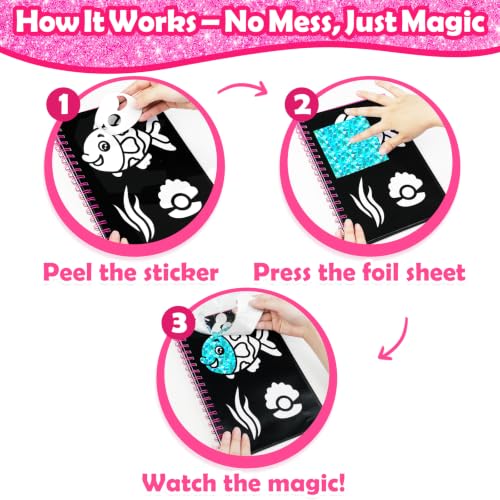 FUNNYB&G Foil Art Craft Kit for Girls 4-10 Years Old: Mess-Free & No-Glue, Create 16 Sparkly Cute Pet Pictures – Perfect Travel Toy & Birthday Gift for Kids（Cute Pet） - style: Cute Pet