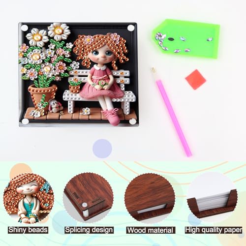 JISHSHAY 2 PCS Diamond Art Note Box Fairy Diamond Painting Note Pad Holder Elf Gem Painting Gem Art Memo Boxes Mosaic Kits for Adults Embroidery Kit Memo Pad Holder, Contains 120 Sheets of Paper - color: Elf 1
