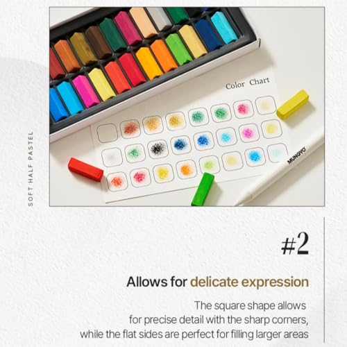MUNGYO Soft Pastel for Artists - 32 Vibrant Colors | Professional Square Pastels for Drawing, Blending, and Shading
