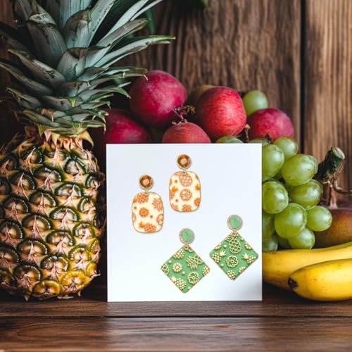 CHGCRAFT Pineapple Polymer Clay Texture Sheets Pineapple Summer Fruit Texture Stamp Sheets Clay Texture Mat Rubber Modeling Pattern Pad Texture Sheets for Jewelry and Earrings Tools - style: Pineapple Slices