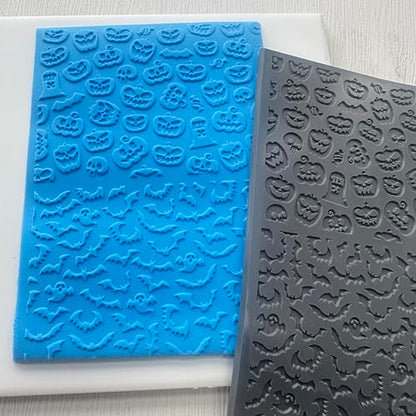 Polymer Clay Texture Mat for Polymer Clay Earrings Making Pumpkin Bats Texture Sheet Impressions DIY Tools for Pottery Earrings Jewelry Making DIY Craft Supply