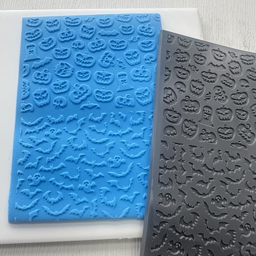 Polymer Clay Texture Mat for Polymer Clay Earrings Making Pumpkin Bats Texture Sheet Impressions DIY Tools for Pottery Earrings Jewelry Making DIY Craft Supply