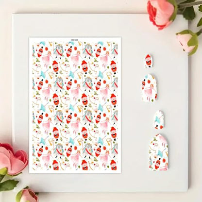 10 Pcs Christmas Polymer Clay Transfer Paper, Christmas Bells Red Berries, Princess Pattern 2 Design Water Soluble Transfer Sheets for Polymer Clay Earrings Jewelry Making DIY Projects 5.82X3.93 in