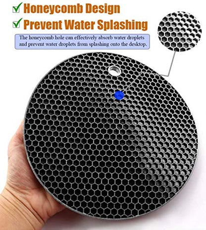 5 Pack Extra Thick Silicone Trivets Heat Resistant Pot Holder and Oven Mitts,Trivets for Hot Dishes,Nonslip Insulation Honeycomb Rubber Hot Pads for Countertop,Multi-Purpose & Flexible Mats,BK - color: Black