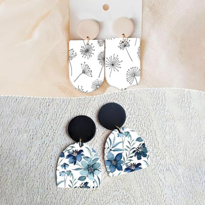 20 Pcs Clay Transfer Paper for DIY Art Crafts, Colorful Bloom Flowers 4 Pattern Design Water Polymer Clay Transfer Sheets Transfer Paper for Polymer Clay Jewelry Earrings Making Supplies 5.82X3.93" - color: 4 Patterns Sets