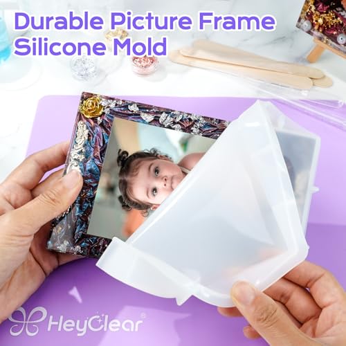 HeyClear Epoxy Resin Picture Frame Silicone Mold Kit -34 oz Super Clear and Hard Resina Complete Craft Accessories and Supplies Set for Casting Art, DIY Photo Gifts - size: 34 oz Frame Kit
