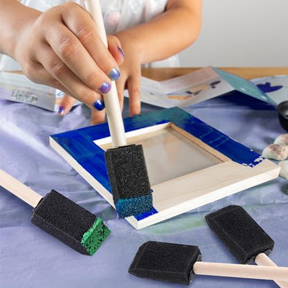 5pcs 1" Foam Brushes for Painting, Sponge Paint Brushes with Wood Handle, Reusable Paint Brushes for DIY, Cleaning, Staining, Varnishes - color: Black, 5pcs, 0.98"
