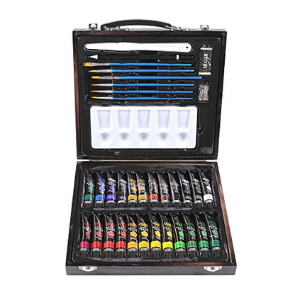 RoseArt Premium 36ct Acrylic Paint Set in Wooden Case -Complete Acrylic Artist Set for Canvas, Wood, Ceramic and Fabrics – Painting Supplies for Casual and Professional Artists, 9.6ml (84403)