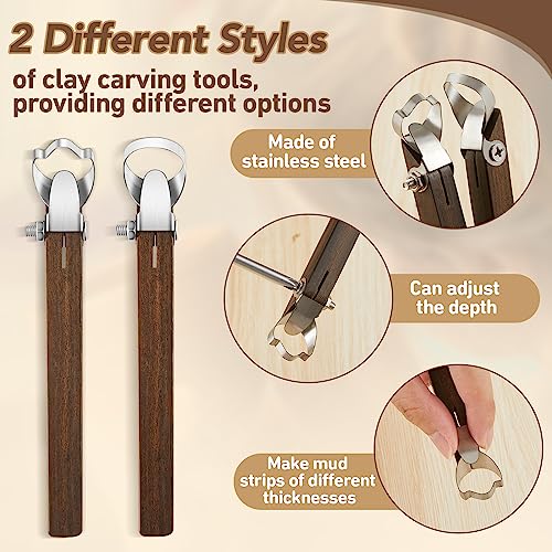 Therwen 2 Pcs Mug Handle Carving Tool, Pottery Handle Making Tool, Clay Extruder Trimming for Ceramic Tea Cup Mug Utensil Vase Clay Cutters Sculpture Craft(Classic Style) - color: Classic Style