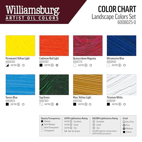 Williamsburg Artist Oil Colors by GOLDEN, Landscape Colors Set, Professional Oil Paint
