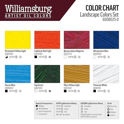 Williamsburg Artist Oil Colors by GOLDEN, Landscape Colors Set, Professional Oil Paint