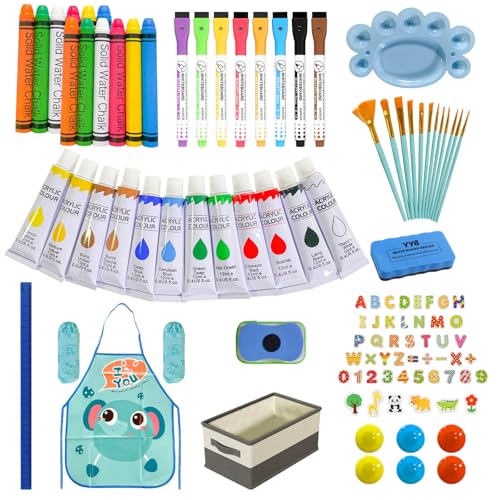 100+ Art Easel Accessories for Kids,Easel Supplies Set for Children | Ultimate Painting Accessories with Acrylic Paint,Brushes,Chalks & Marker,Universal Fit for Kids Wooden Art Easels - color: green