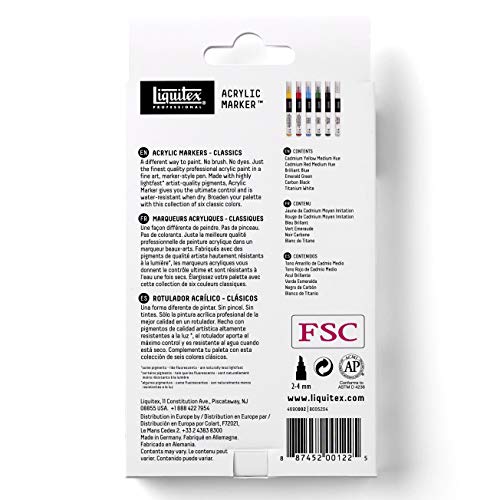 Liquitex Professional Paint Marker Set, 6 Piece, Classics - style: Classics Fine 6 Set