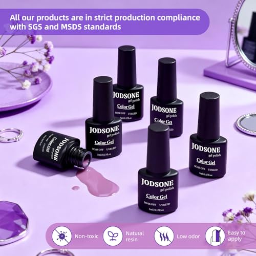JODSONE 60 Pcs Gel Nail Polish Kit with U V Light Nail Drill 55 Colors Base Top Matte Coat Professional Gel Manicure Kits Soak Off Manicure Salon DIY at Home Gifts for Women - color: B33