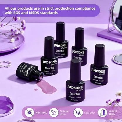 JODSONE 60 Pcs Gel Nail Polish Kit with U V Light Nail Drill 55 Colors Base Top Matte Coat Professional Gel Manicure Kits Soak Off Manicure Salon DIY at Home Gifts for Women - color: B33
