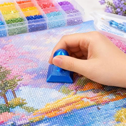 Diamond Art Painting Embossing Roller 3D Printing Diamond Art Painting Seal Press Diamond Art Painting Roller Tool Set for Multi-Color Square & Circular Drills (Lake Blue Gradient) - color: Lake Blue Gradient