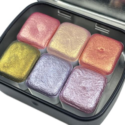 IUILE Handmade Watercolor Paints - Pink Gold Half Pan Set (6 colors) - color: Pink Gold