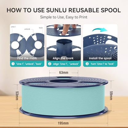 SUNLU 3D Printer Filament Bundle PLA Matte 1.75mm, Super Neatly Wound PLA Filament with Matte Finish, Print with 99% FDM 3D Printers, 1kg Spool (2.2lbs), 2 Packs, Matte Black+Matte Grey - color: 2000g Pla Black+grey, size: 2KG