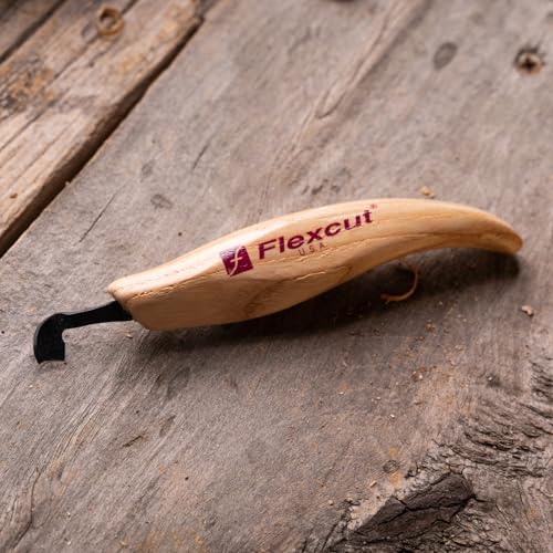 FLEXCUT Wood Carving Tools | Right-Handed Scorp | Gouge for Wood Carving | 5/16 Inch |KN23 | 1095 High Carbon Steel Blade | Made in the U.S.A. - style: 5/16" Right-Handed Scorp