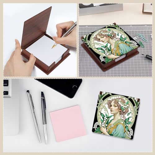 Diamond Painting Kit memo Box, Diamonds Art DIY Lily of The Valley Patterns Sticky Note Box Special Shape Drill, with 160 Sticky Note, Ideal for Home Office Supplies, Handicrafts, Holiday Gifts - color: Lily of the valley